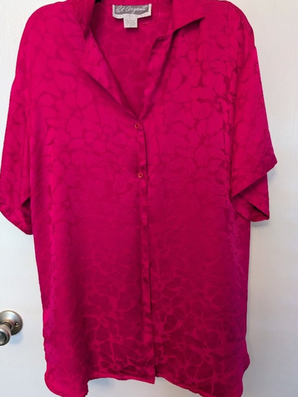 Vintage Pat Argenti pink silk blouse tunic‎ Size M